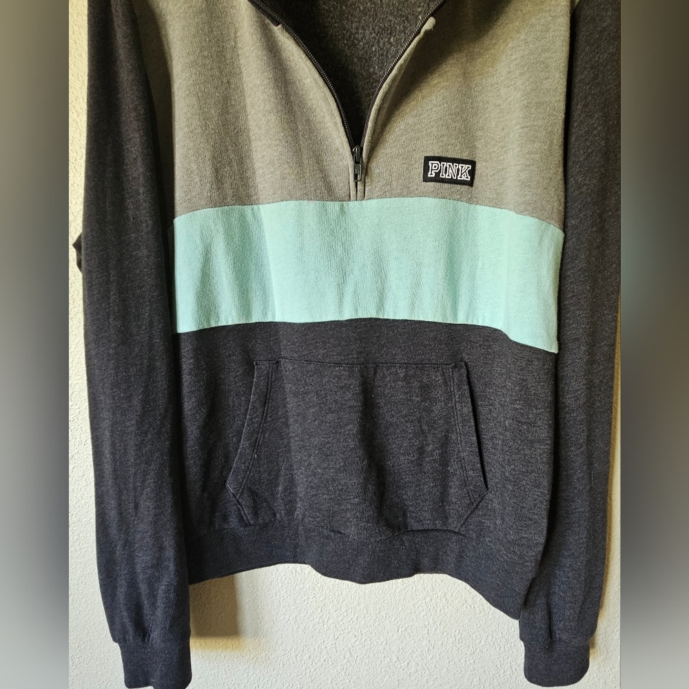 Vs pink large colorblock sweatshirt qaurterzip - Picture 3 of 5